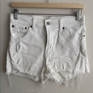 Levi's White Distressed Jean Shorts